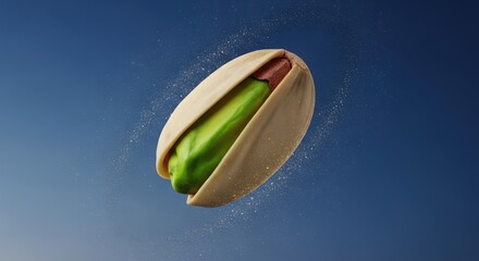 Obraz premium A single pistachio nut with its shell open