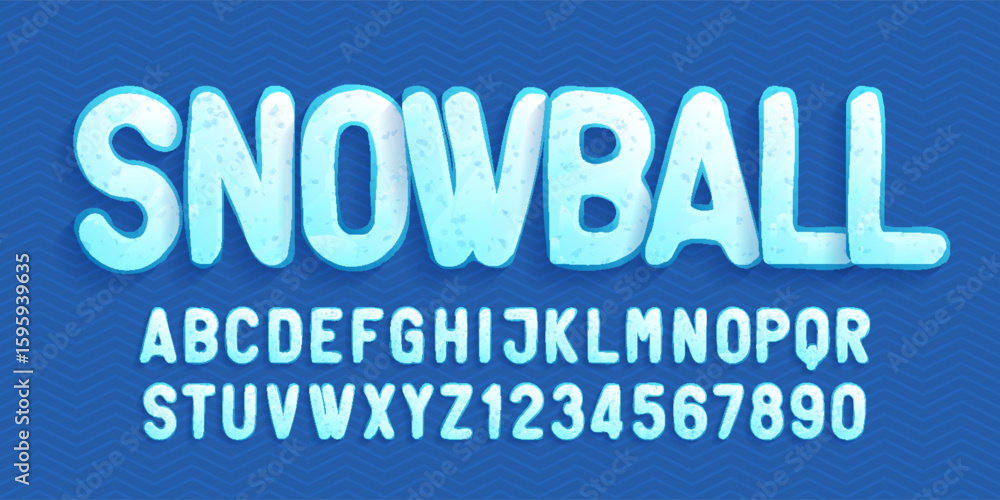Fototapete snowball alphabet font. cartoon letters and numbers. stock vector typeface for your typography desig