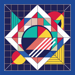 May Spring - Abstract Geometric Poster - Bauhaus Shape Style. Pattern Background. Modern Geometric Grid - Vector Color Art Design