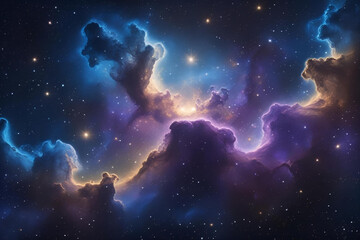 Ethereal Blue and Purple Cosmic Nebula in Deep Space