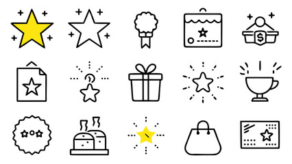 Shopping and Gift Icons Outline Illustration