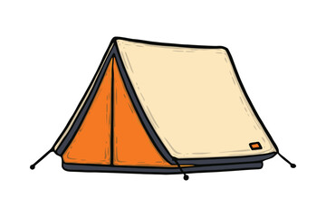 Hand Drawn Illustration of a Camping Tent for Outdoor Adventures and Activities