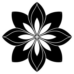 Abstract Black Flower Petal Silhouette