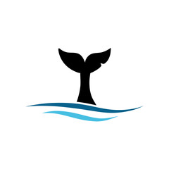 Silhouette of a shark in the water. Vector illustration