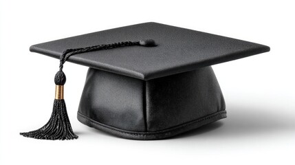 Graduation cap black tassel isolated