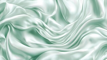 Obraz premium Elegant draped and flowing silk material in pale green hues