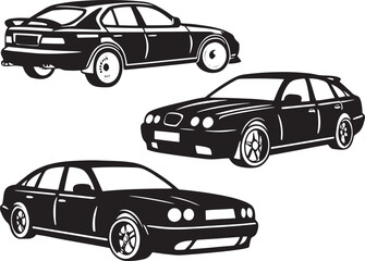 Naklejka premium Car Silhouette Vector ,Black Vehicle Shape for Automotive Logo and Print Design