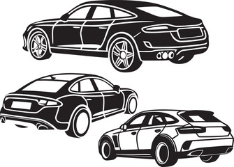 Car Silhouette Vector ,Black Vehicle Shape for Automotive Logo and Print Design