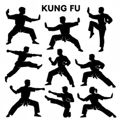 silhouettes of a kung-fu