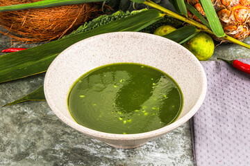Green spinach cream vegan soup