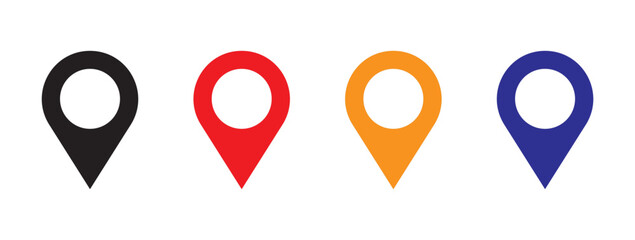 location vector icon set. point illustration sign collection. position symbol.colorful location icon set map pointer pin sign symbol solid and outline designs place address navigation locator sign © MDParveg