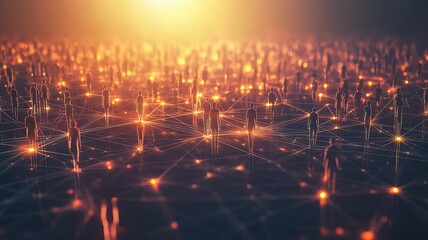 Fototapeta premium A vast digital network of interconnected people, symbolizing global communication and futuristic technology.