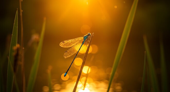 dragonfly on a blade of grass