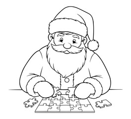 Santa Claus Doing Puzzles