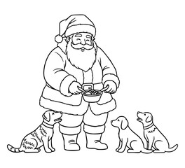 Santa Claus Feeding Pets