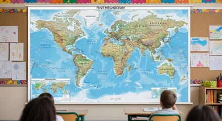 Classroom Learning World Map Projection for Geography Education