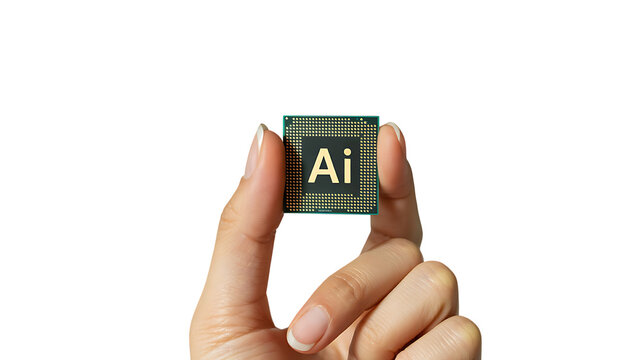 AI microchip held in hand representing artificial intelligence innovation and computing power

