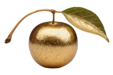 Golden apple with leaf, an icon of rarity, luxury and the symbol of value