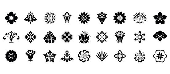 Flower icons set. Isolated elements for design. Vector graphics.
