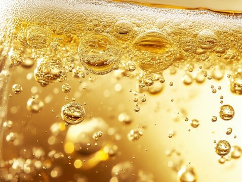 Sparkling Golden Bubbles Close-up Abstract Background bubbles sparkling golden abstract background