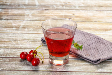 Sweet cherry juice in the glass