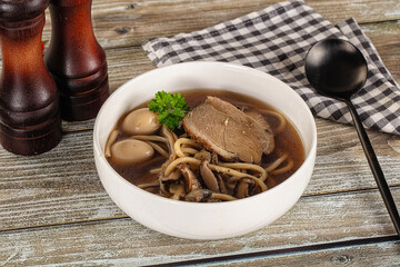 Japanese Ramen soup with duck