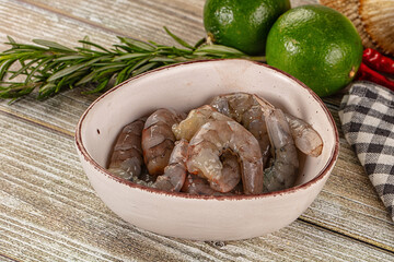 Raw peeled shrimp for cooking