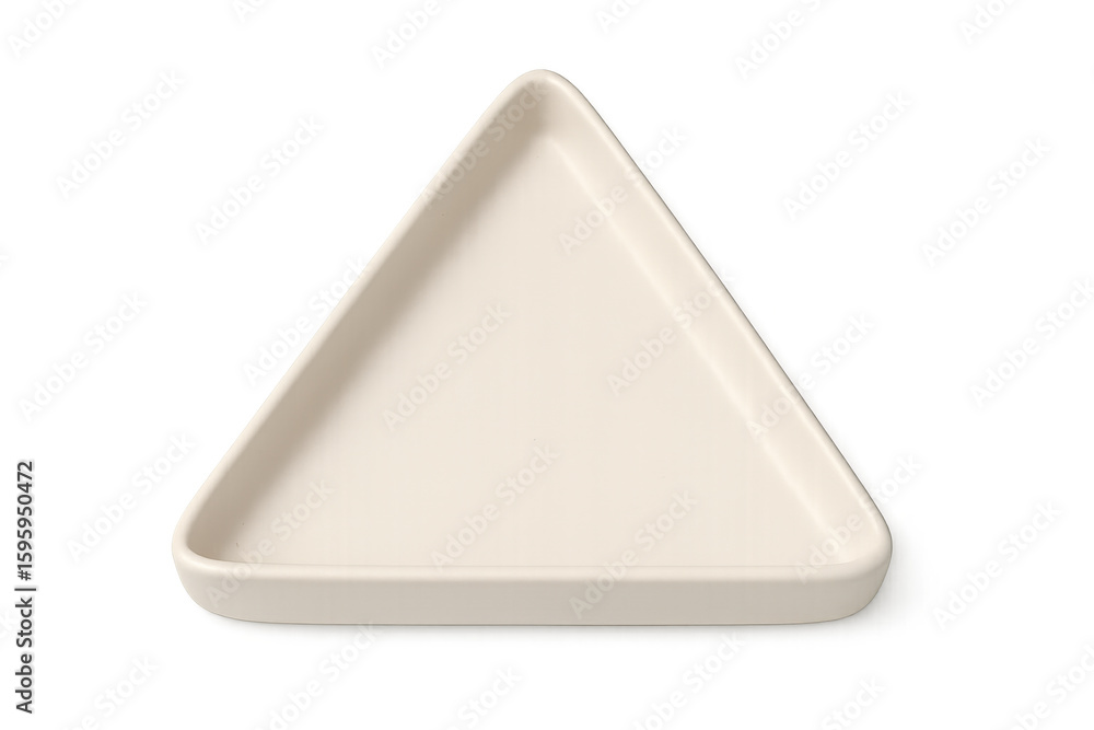 Poster clean triangular plate perfect for modern and minimalist food presentation, isolated on a transparen