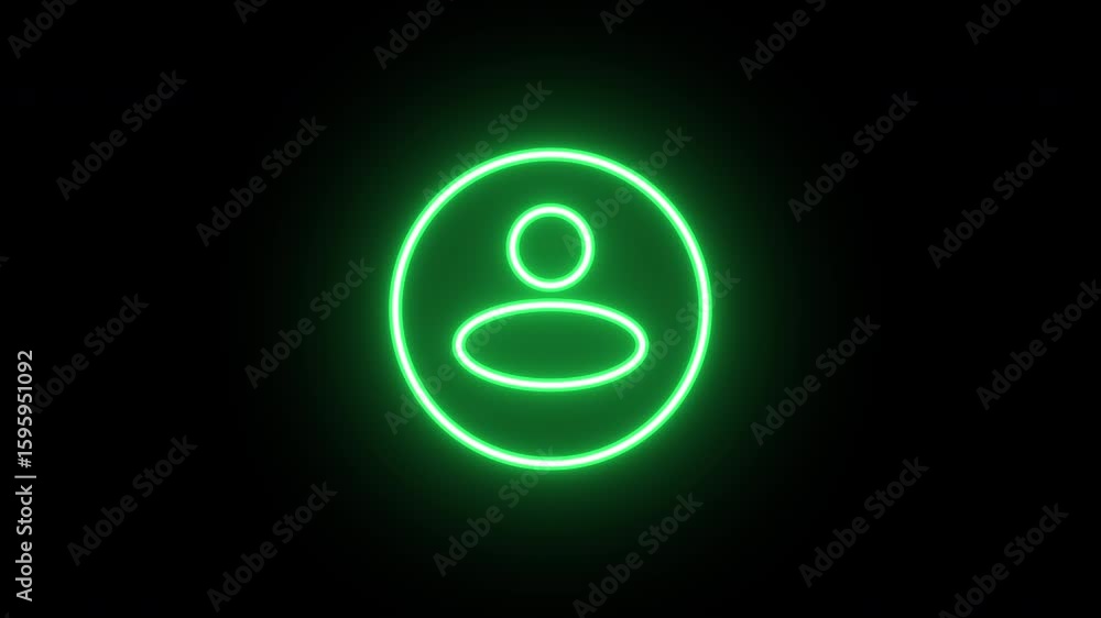 Poster neon user icon animation, uniform rotation with color blink. glowing neon 3d user avatar icon, loope