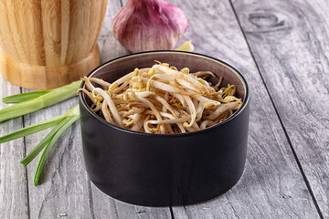 Raw vegetarian soybean sprouts heap