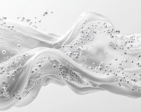 Abstract White Fluid Wave with Bubbles abstract white fluid wave background liquid bubble foam flow