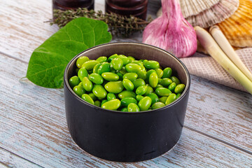 Edamame beans in the bowl