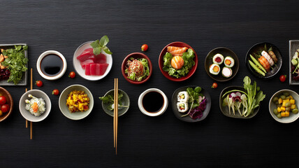 Colorful Assortment of Fresh Vegetables and Ingredients on Rustic Wooden Table