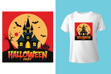 Halloween Illustration t shirt design template halloween time