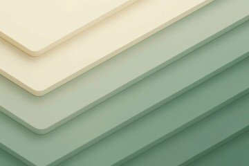 Obraz premium Gradient Layers of Soft Green and Cream, a Stacked Diagonal Composition for Modern Backgrounds and Smooth Aesthetic Designs, Minimalist Textured Surface