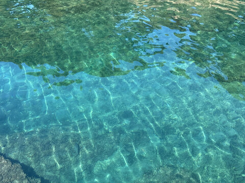 Crystal clear sea water surface.