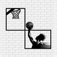 basket ball slamdunk wall decoration metar art laser cut