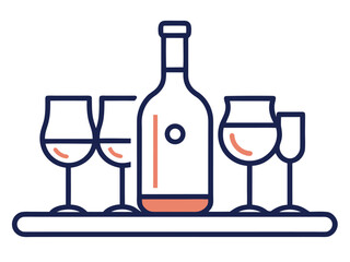 Modern Wine Drinking Vector Line Icons