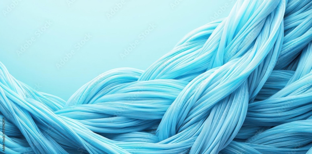 Poster capture intertwined strands create light blue textile fabric with soft texture
