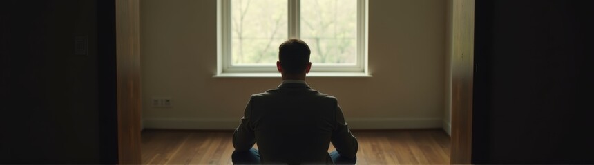 Man sitting in a room with a window