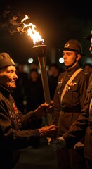 Veteran Passing the Torch: A Remembrance Ceremony at Night