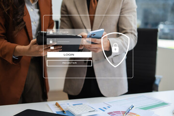 Concept of cyber security, information security and encryption, secure access to user's personal...