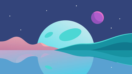 dreamlike hillscape with minimal flat water and overcast