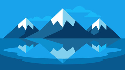 flat design mountains and lake with paper cut style
