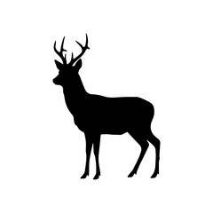Roe deer silhouette vector flat illustration design. 