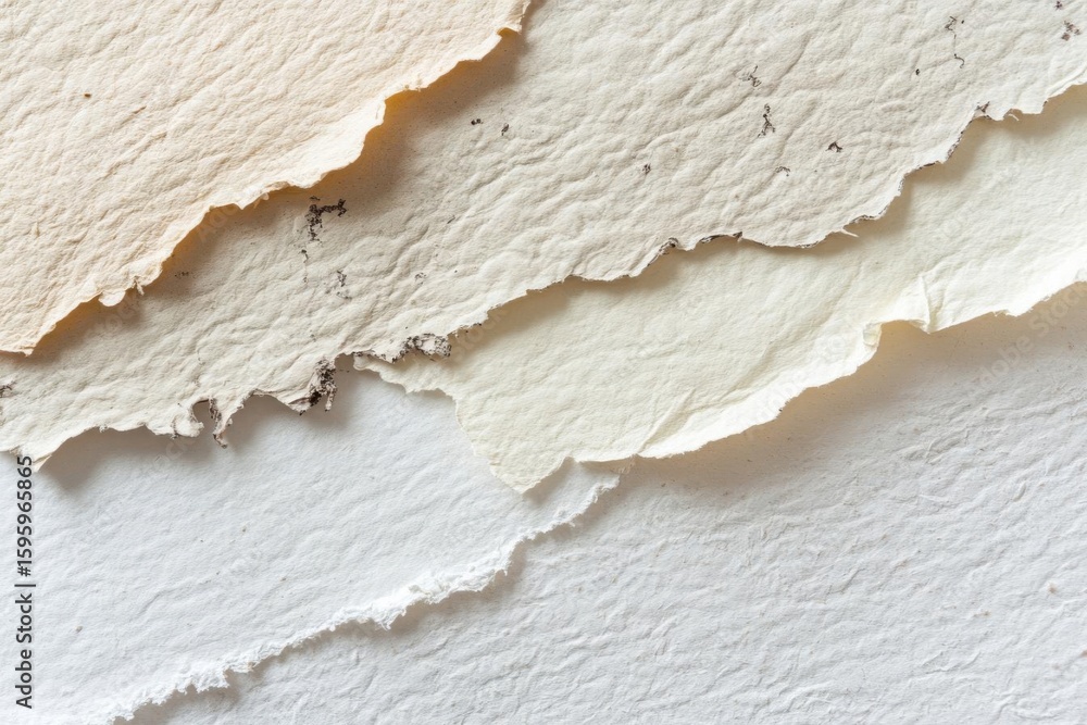 Poster crafting textures, abstract paper layers create visual depth with a natural theme