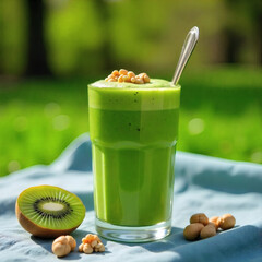 banana smoothie with kiwi and mint