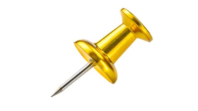 yellow push pin isolated on transparent background