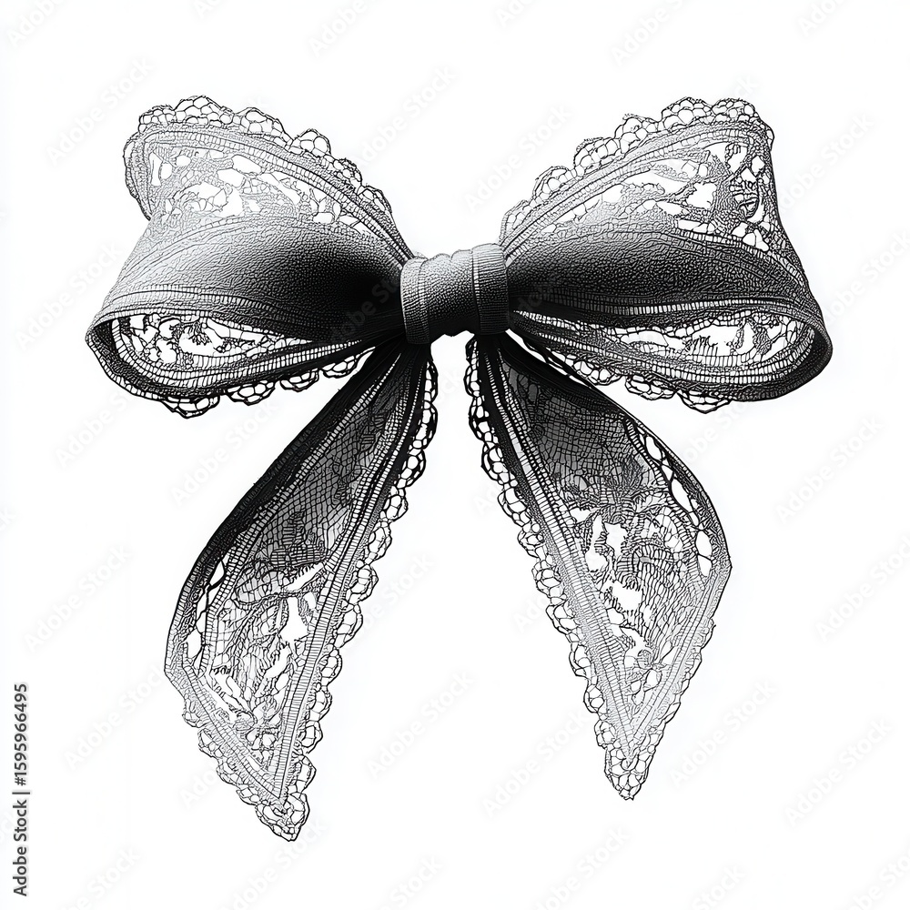 Poster this image features an elegant lace bow with intricate patterns, showcasing delicate design and refi