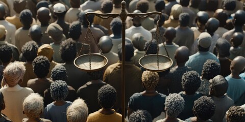 Scales of Justice in a Crowd, Seeking Fairness and Balance in Society